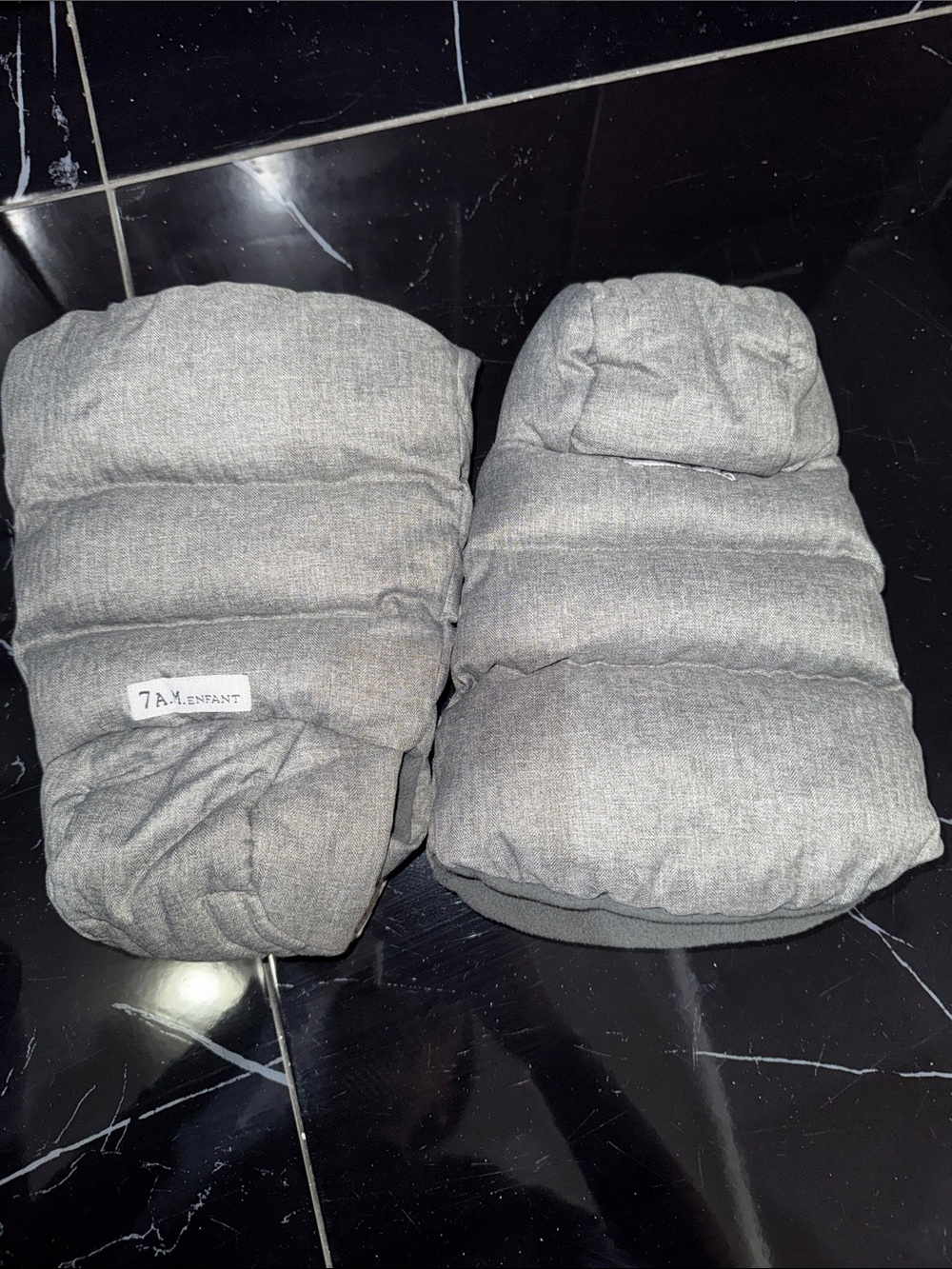 7 A.M. Enfant Grey Padded Baby Stroller Handmuffs